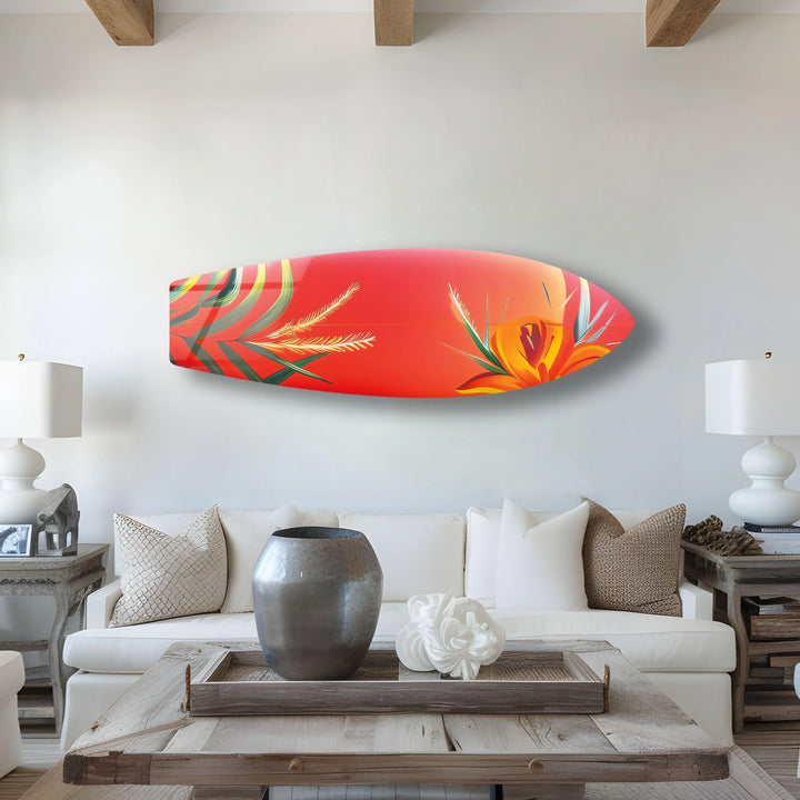 Botanical Red Surfboard Wall Art - MyPhotoStation