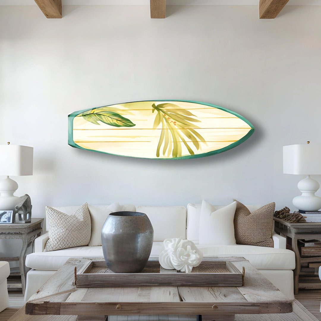 Green Leaf Surfboard Wall Art - MyPhotoStation