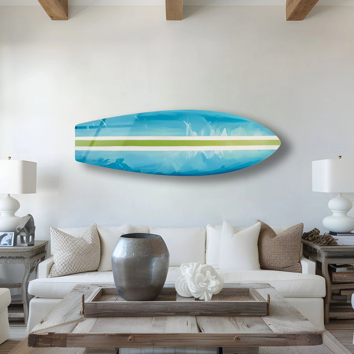 Blue Green Line Surfboard Wall Art - MyPhotoStation