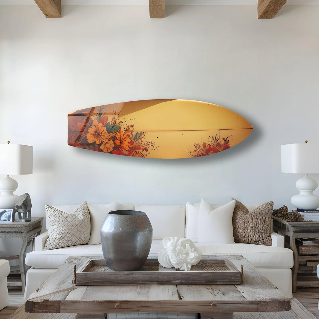 Flower Beige Surfboard Wall Art - MyPhotoStation