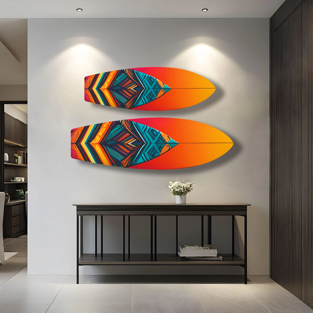 Blue Orange Details Surfboard Wall Art - MyPhotoStation