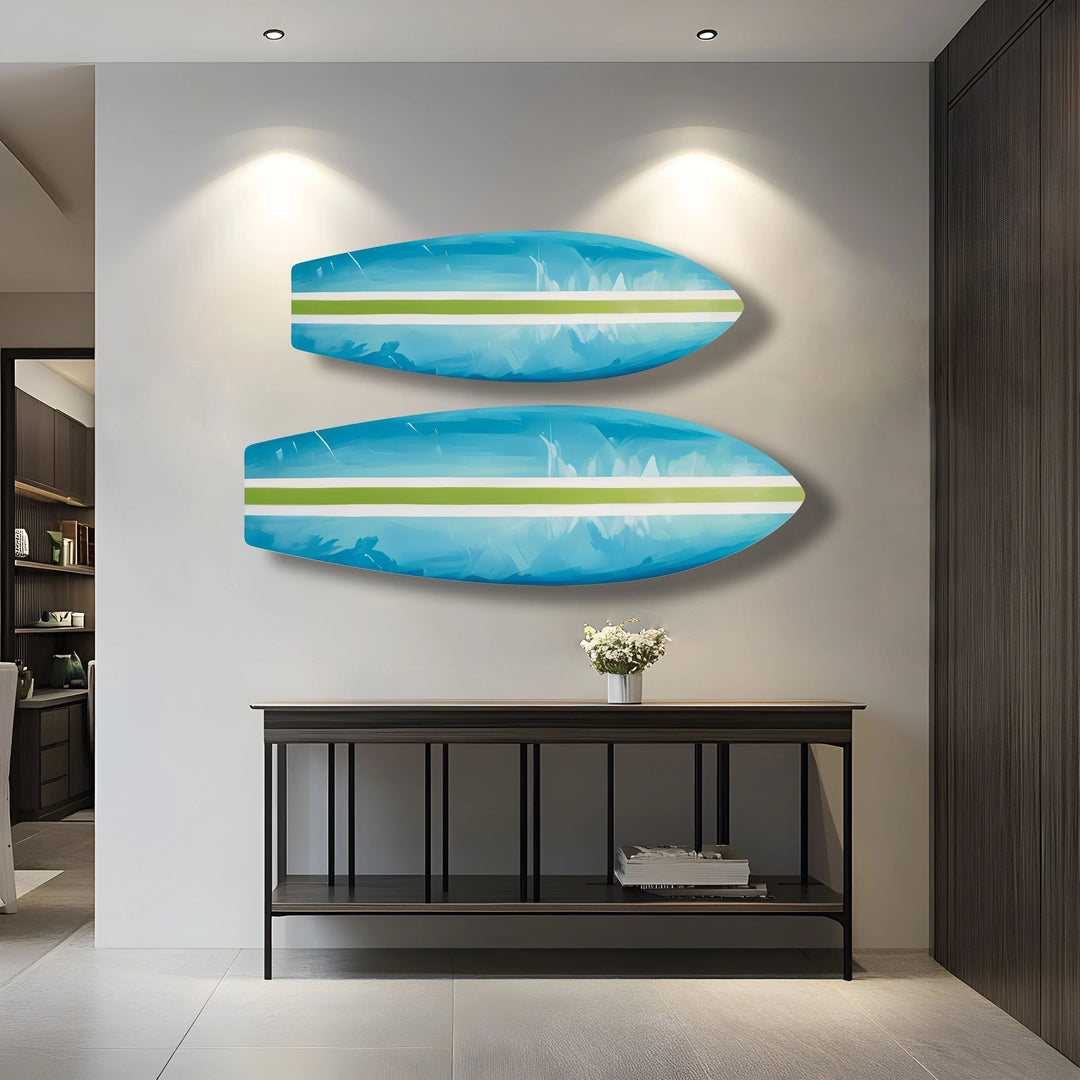 Blue Green Line Surfboard Wall Art - MyPhotoStation