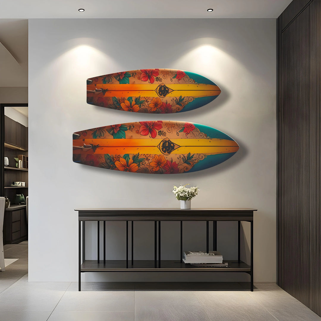 Botanical Vintage Surfboard Wall Art - MyPhotoStation