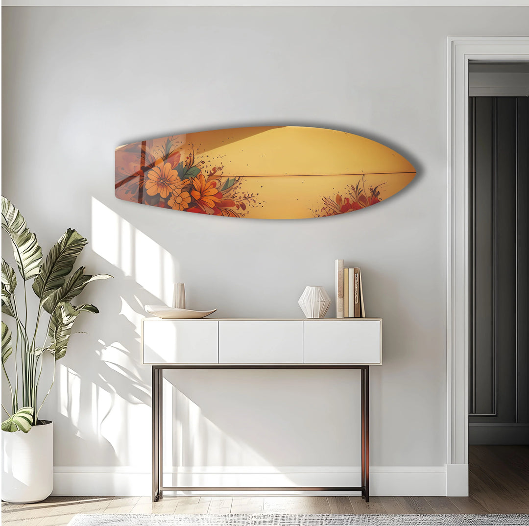 Flower Beige Surfboard Wall Art - MyPhotoStation