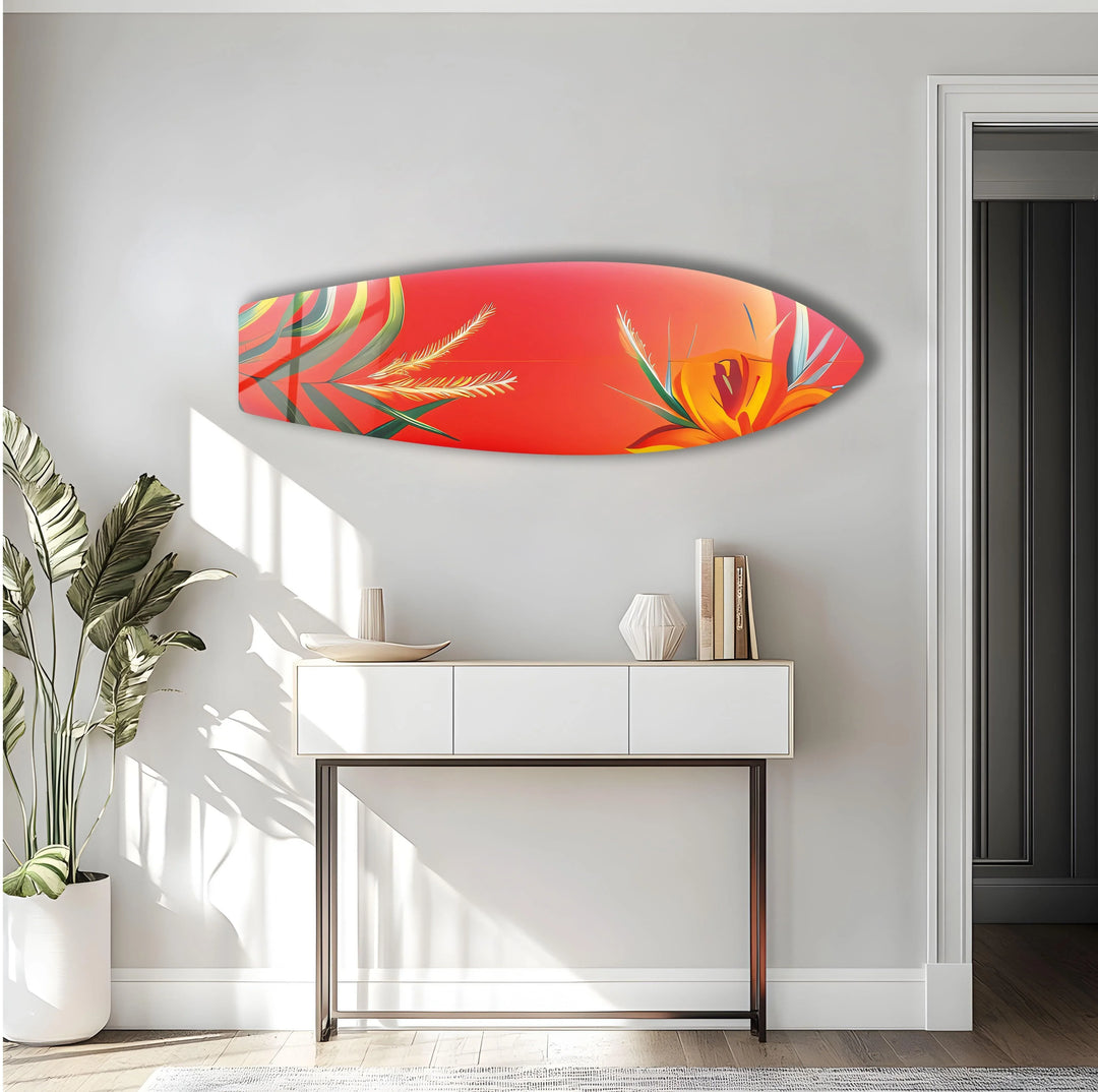 Botanical Red Surfboard Wall Art - MyPhotoStation