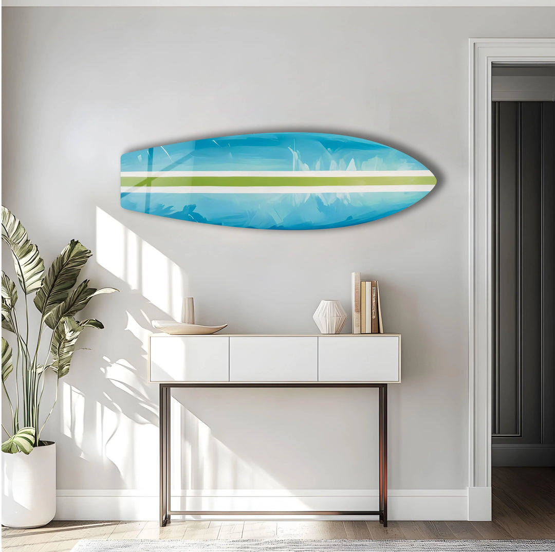 Blue Green Line Surfboard Wall Art - MyPhotoStation