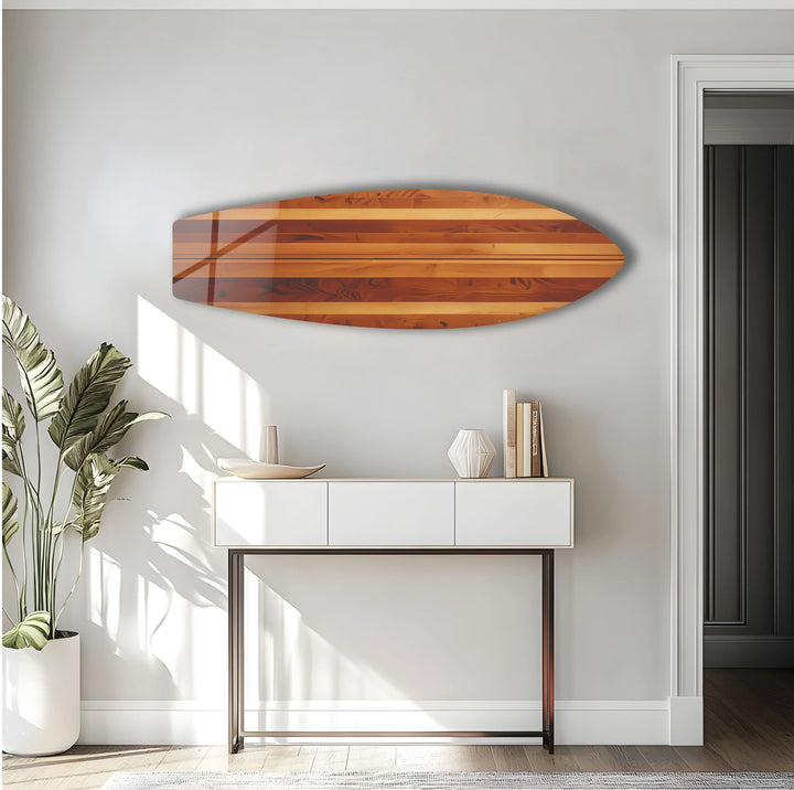 Brown Beige Wood Details Surfboard Wall Art - MyPhotoStation
