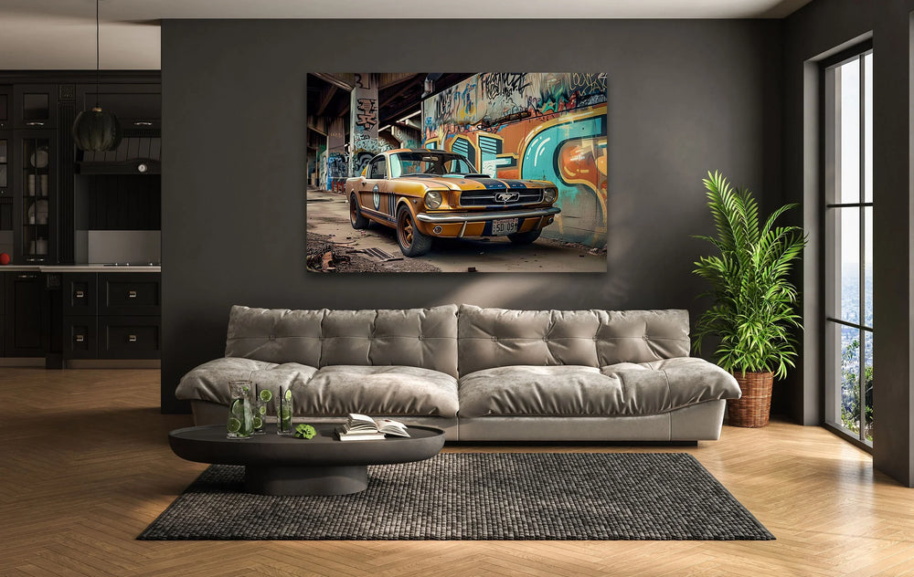 Old Mustang Ford Car Glass Wall Art custom glass photo prints, large glass prints