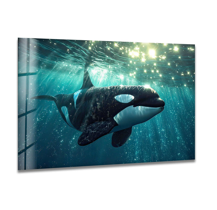 Shiny Orca Glass Wall Art art glass wall art, glass wall art pictures