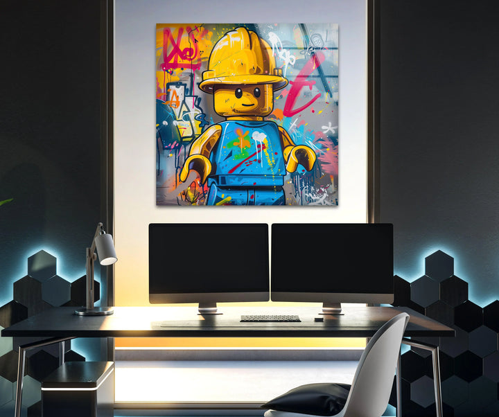 Graffiti Builder Glass Wall Art Glass Printing Wall Art, Print photos on glass