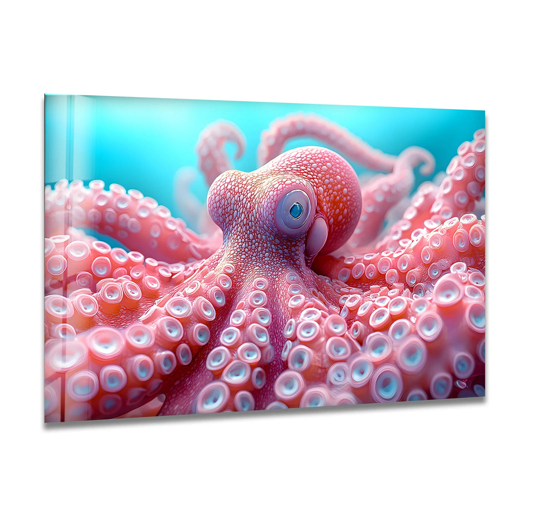 Pink Octopus Glass Wall Art Glass Printing Wall Art, Print photos on glass