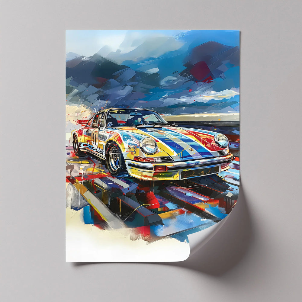 Vibrant Porsche Speed Racer in Abstract Colors – Car Canvas Print - MyPhotoStation