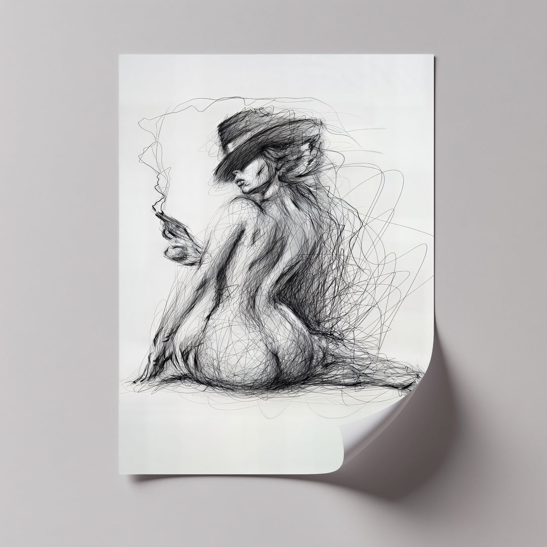 Smoke and Curves – Nude Canvas Print| Framed Wall Art