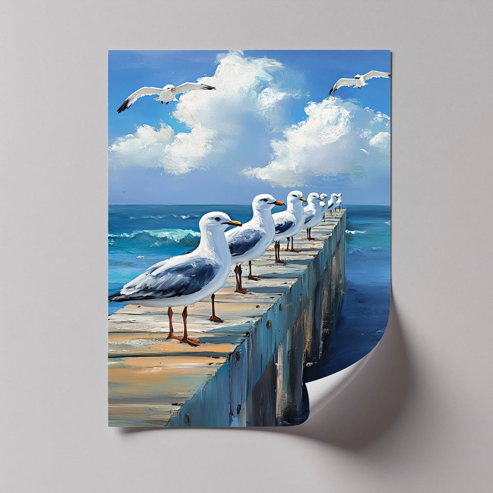 Bring calm and rhythm home with this coastal bird scene on canvas wall art.