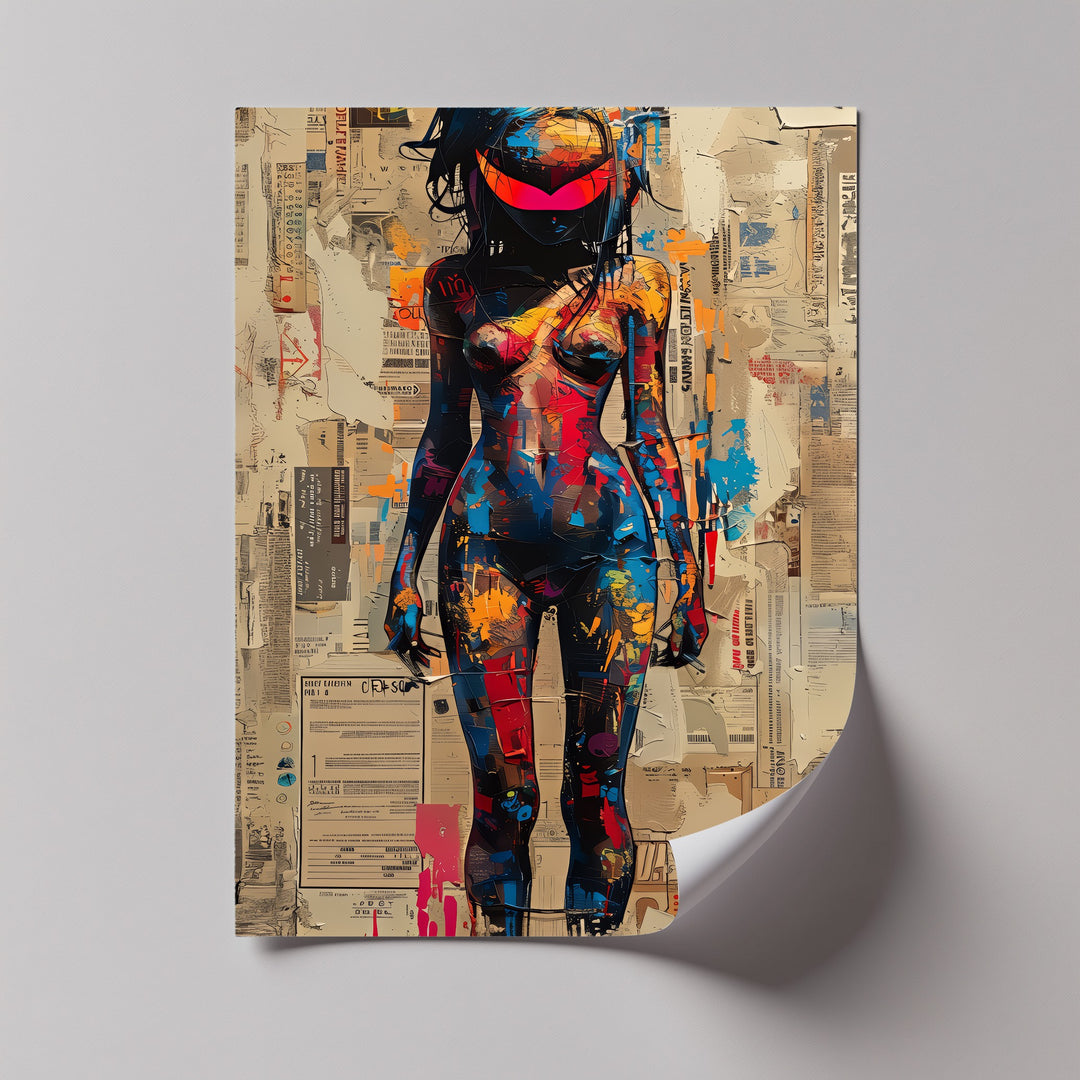 Graffiti Female Silhouette with Visor – Erotic Canvas Print | Artwork Canvas
