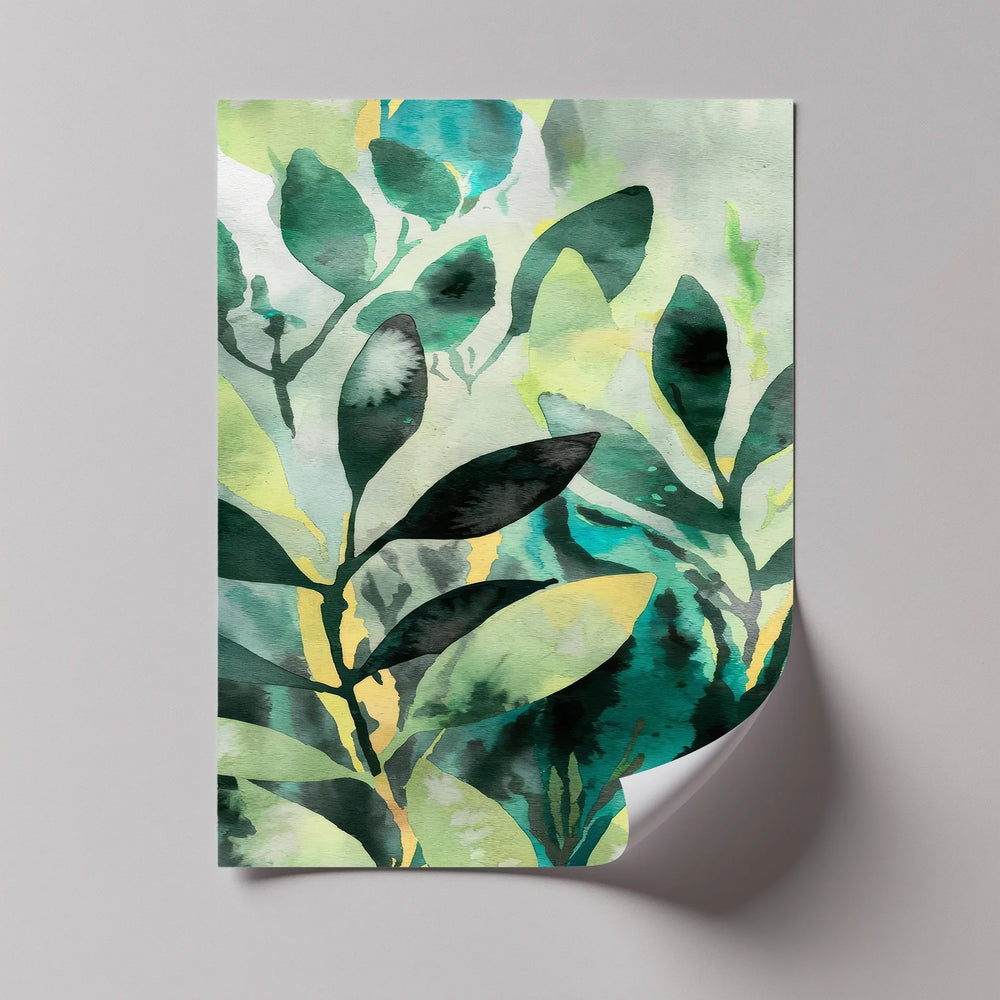 Verdant Harmony – Watercolor Leaf Pattern Canvas Print - MyPhotoStation