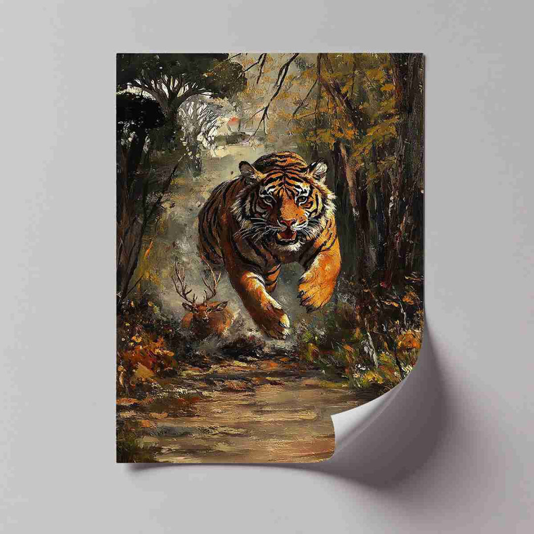 Predator's Pursuit – Wild Tiger Chase Animal Canvas Print - MyPhotoStation