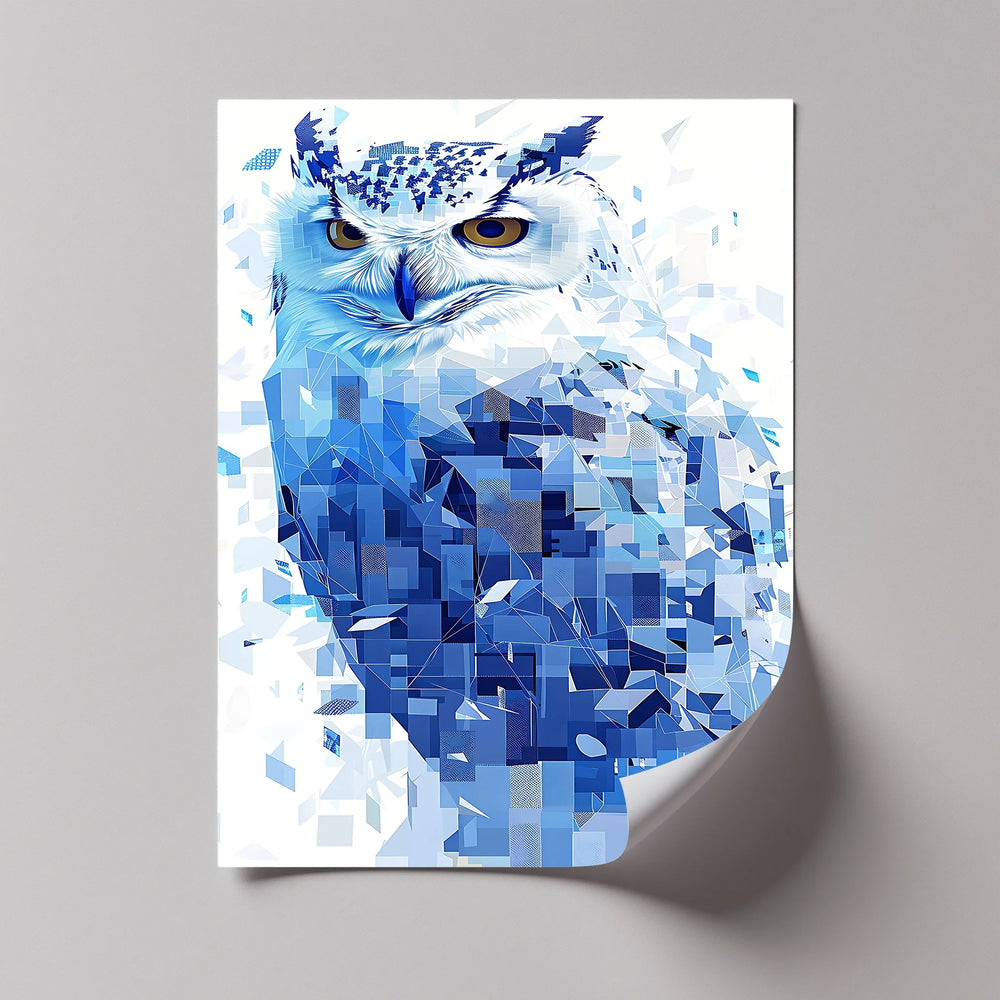 Geometric Snow Owl Portrait – Animal Blue Canvas Prints - MyPhotoStation
