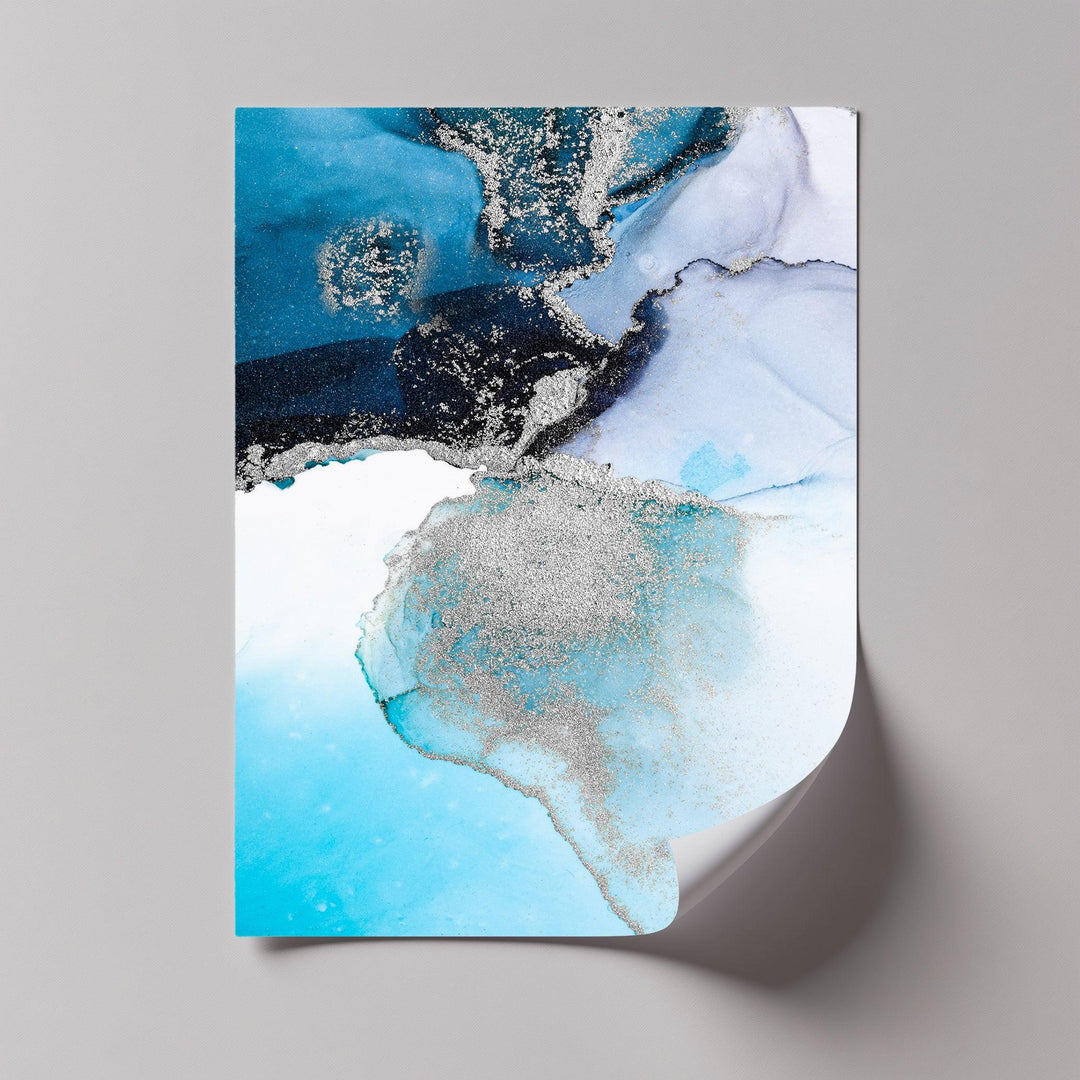 Arctic Glimmer – Icy Blue and Silver Abstract Blue Canvas Prints - MyPhotoStation