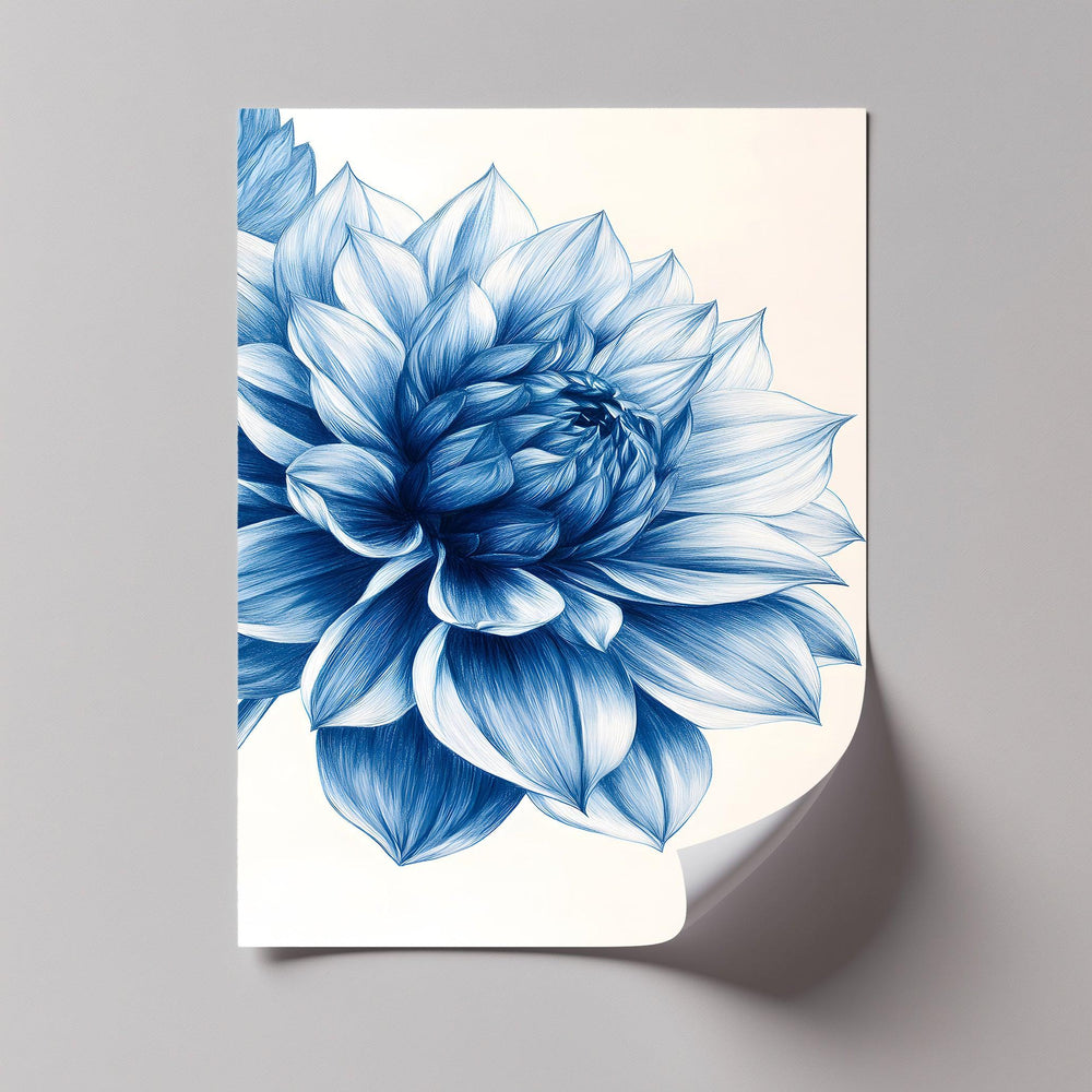 Elegant Blue Dahlia Bloom – Floral Minimalist Blue Canvas Prints - MyPhotoStation