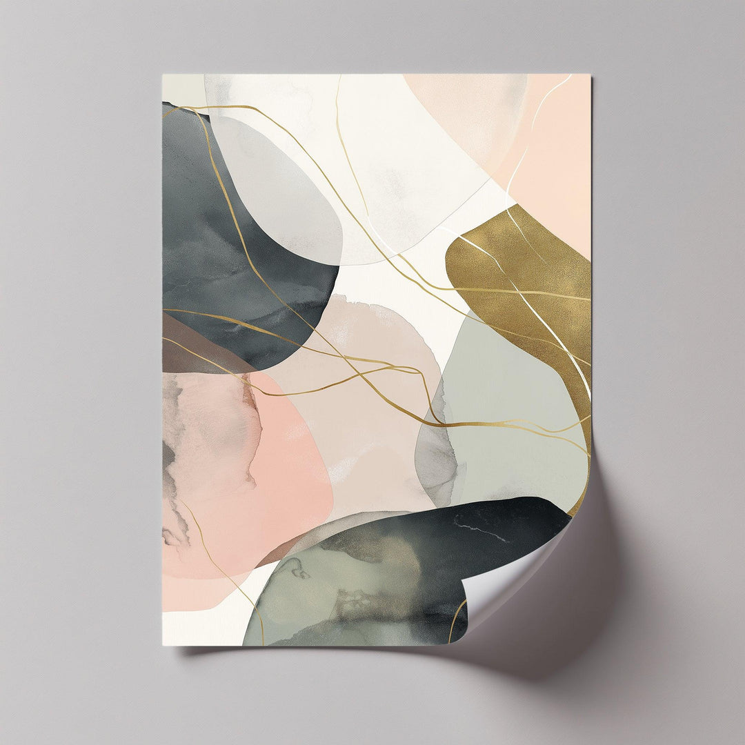 Golden Contours – Minimalist Earth-Tone Abstract Canvas Print - MyPhotoStation