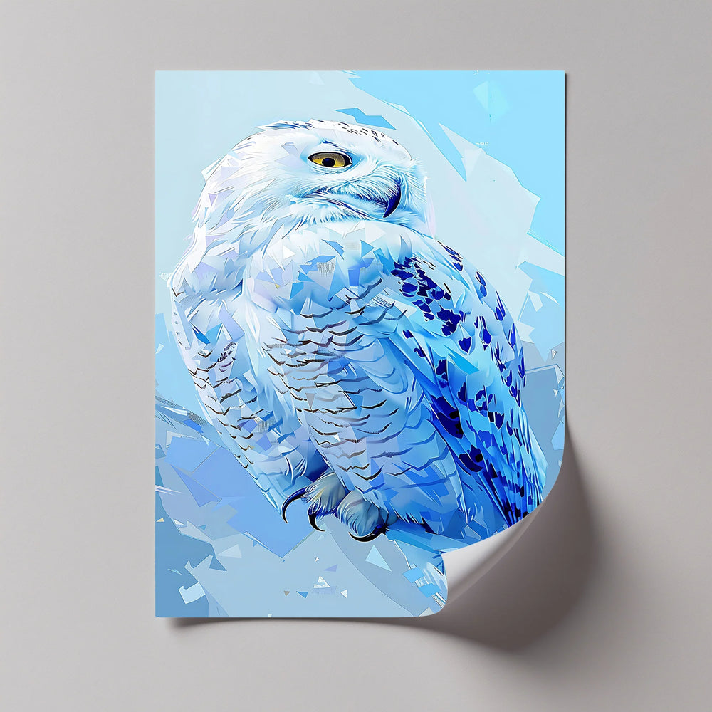 Crystal Gaze – Blue Snow Owl in Geometric Arctic Style Canvas Prints - MyPhotoStation