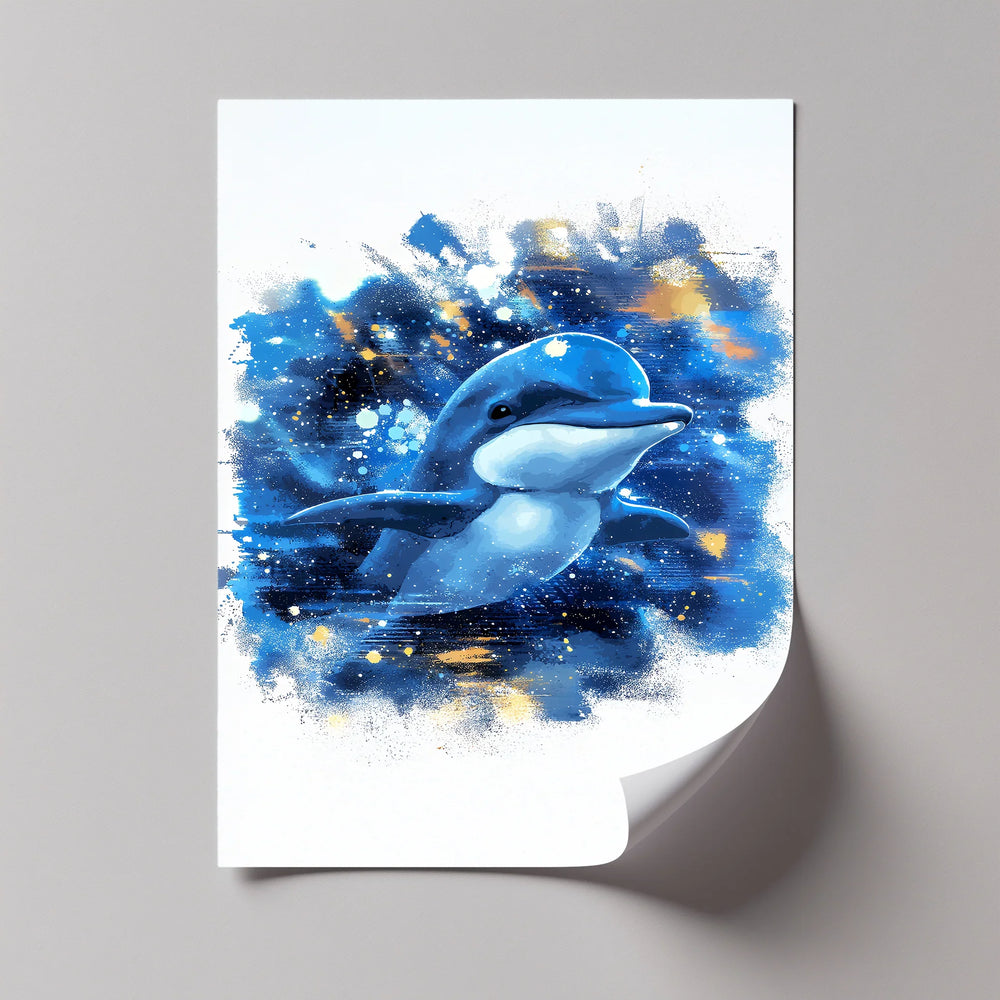 Joyful Ocean Splash – Playful Dolphin Blue Canvas Prints - MyPhotoStation