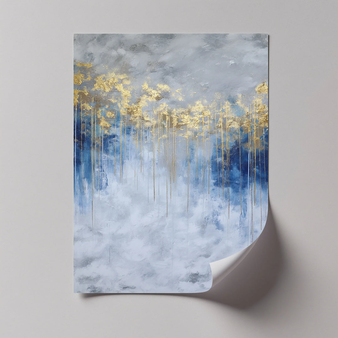Golden Skyline on Stormy Blue – Luxury Abstract Canvas Print - MyPhotoStation