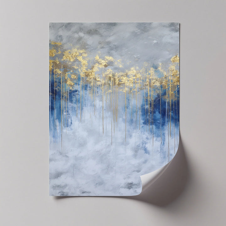 Golden Skyline on Stormy Blue – Luxury Abstract Canvas Print - MyPhotoStation