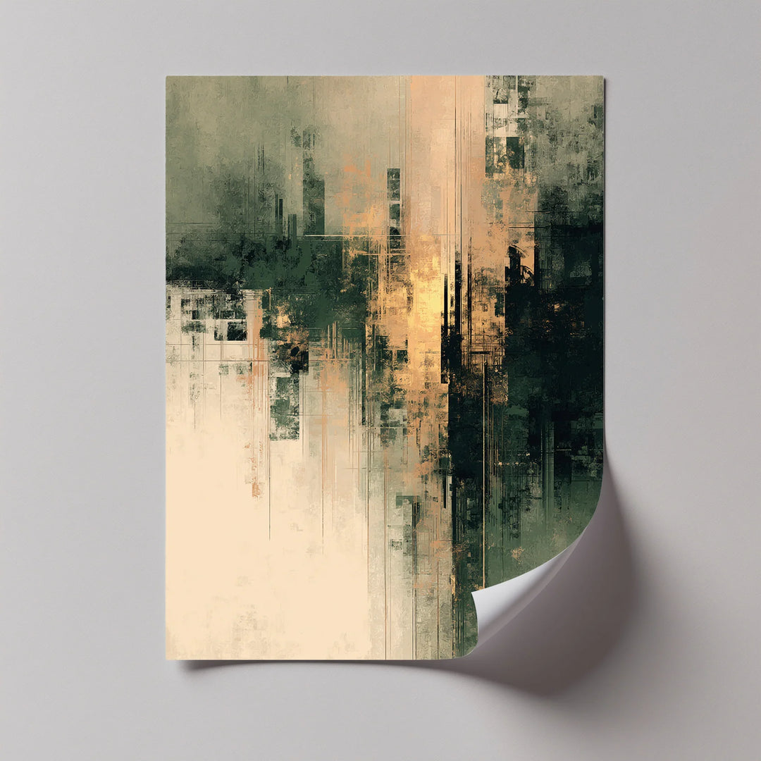 Urban Fade – Textured Green and Gold Abstract Canvas Print - MyPhotoStation
