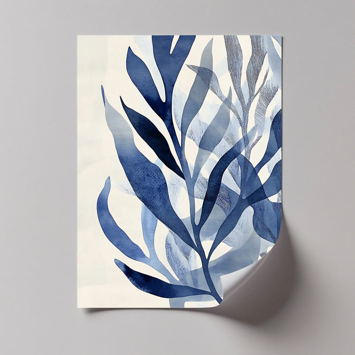Modern Blue Leaf Abstract – Elegant Botanical Canvas Prints - MyPhotoStation