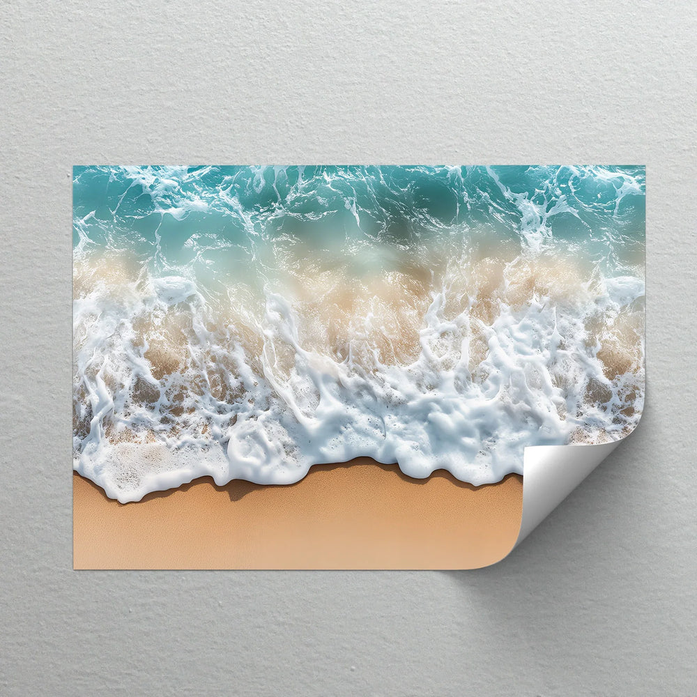 This aerial shoreline canvas captures the beauty of the beach from above—foamy waves and soft sand come together in this high-quality coastal wall art.
