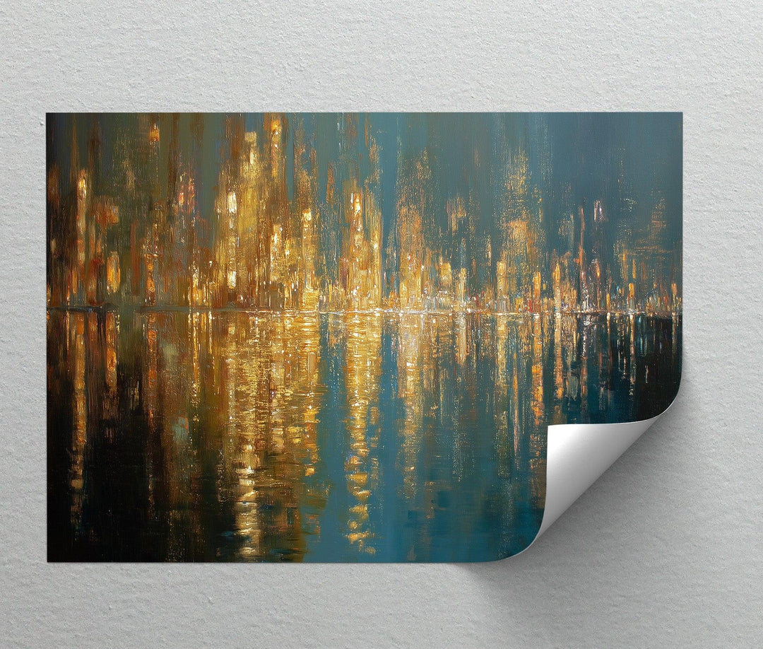 Luminous Skyline – Golden Reflections Cityscape Canvas Print - MyPhotoStation