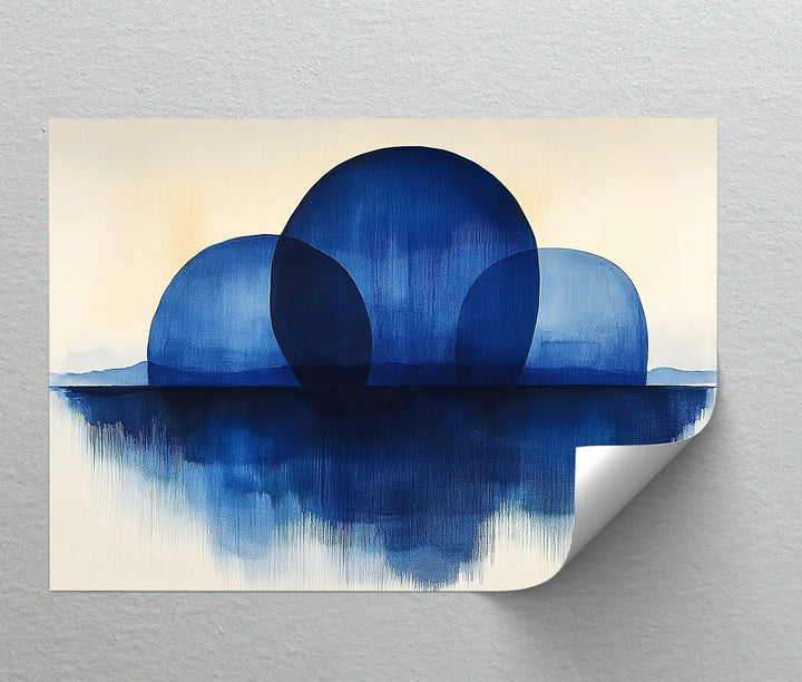 Indigo Spheres Over Water – Minimalist Blue Abstract Canvas Print - MyPhotoStation