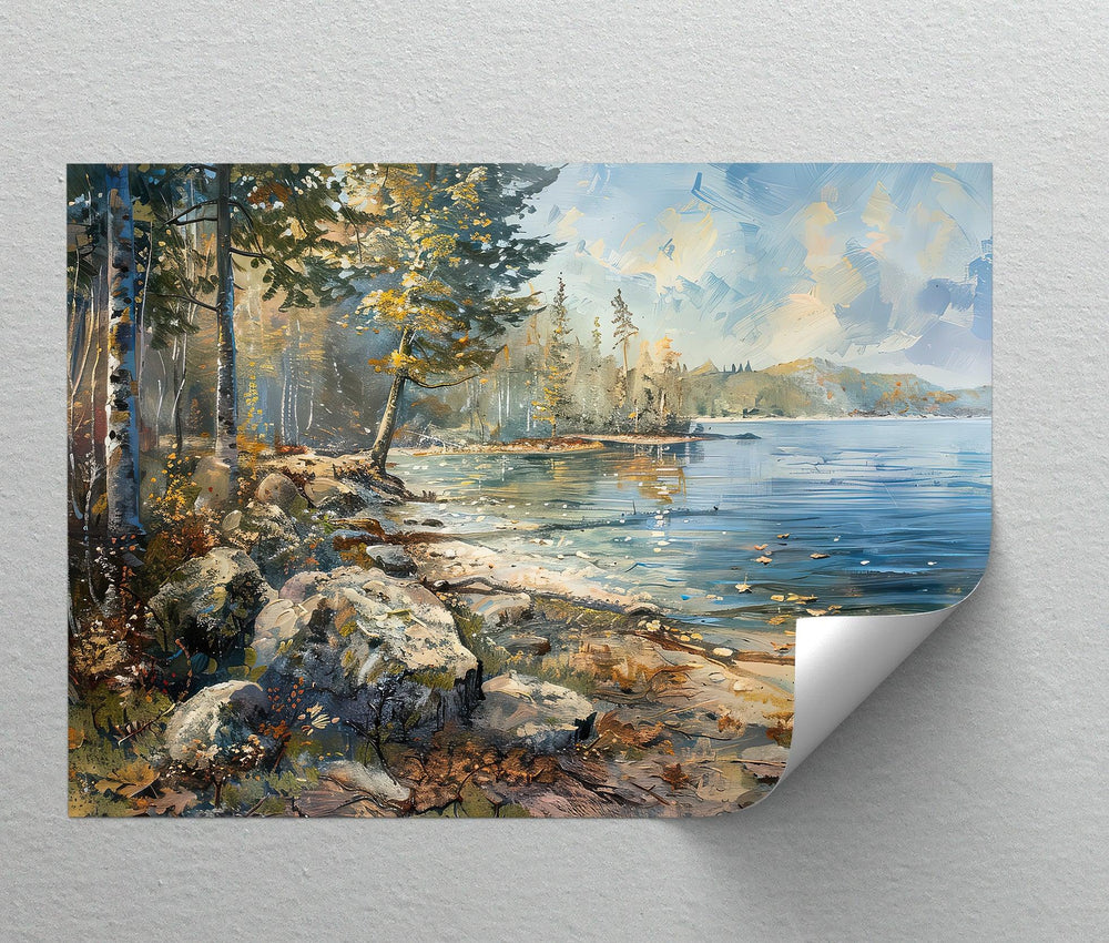 Tranquil Lakeside Morning – Serene Forest and Water Canvas Print - MyPhotoStation