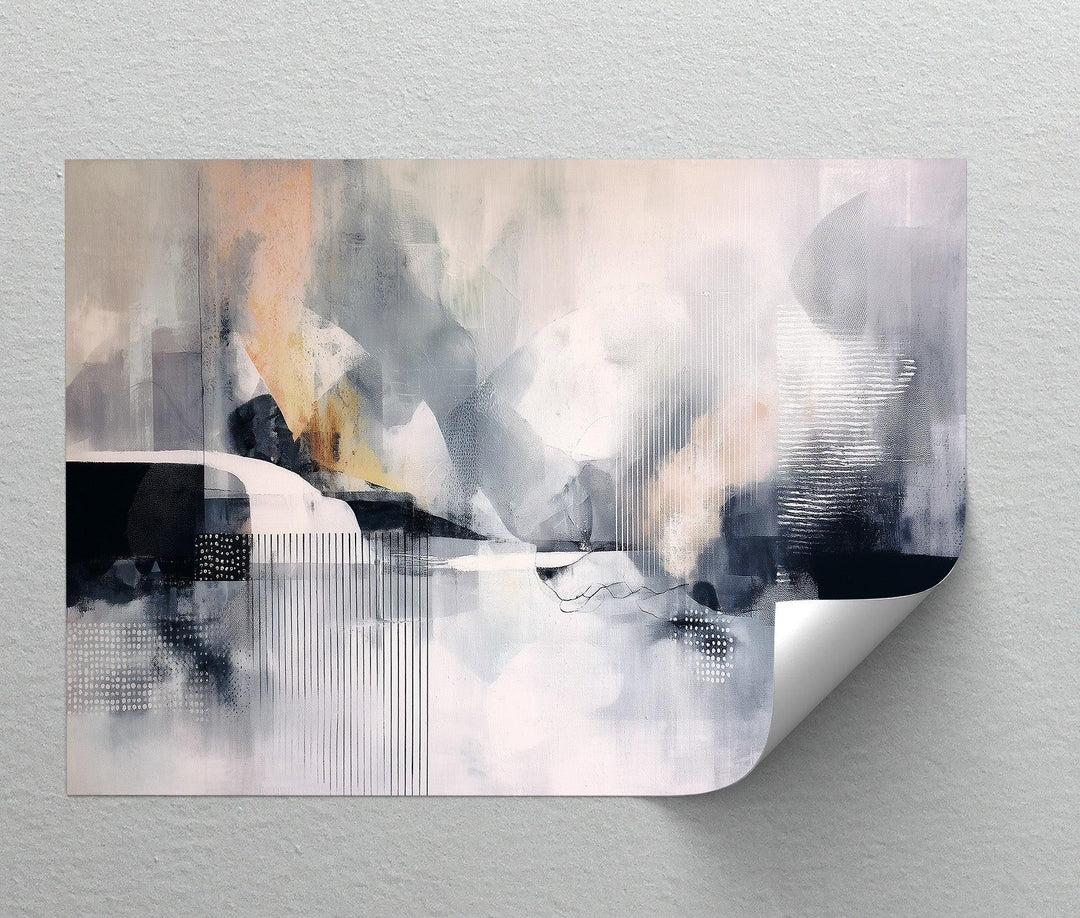 Soft neutral abstract art featuring layered textures