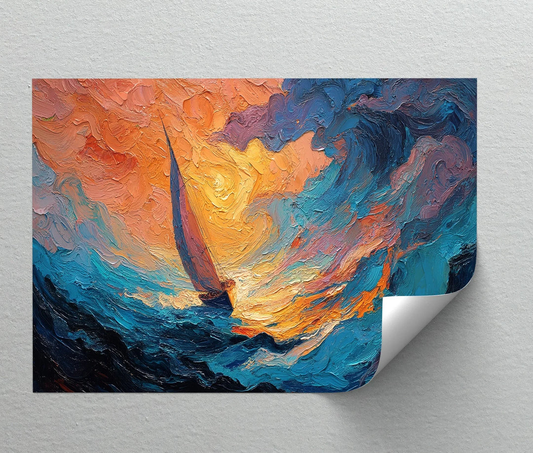 Into the Storm – Abstract Sailboat Sunset Canvas Print - MyPhotoStation