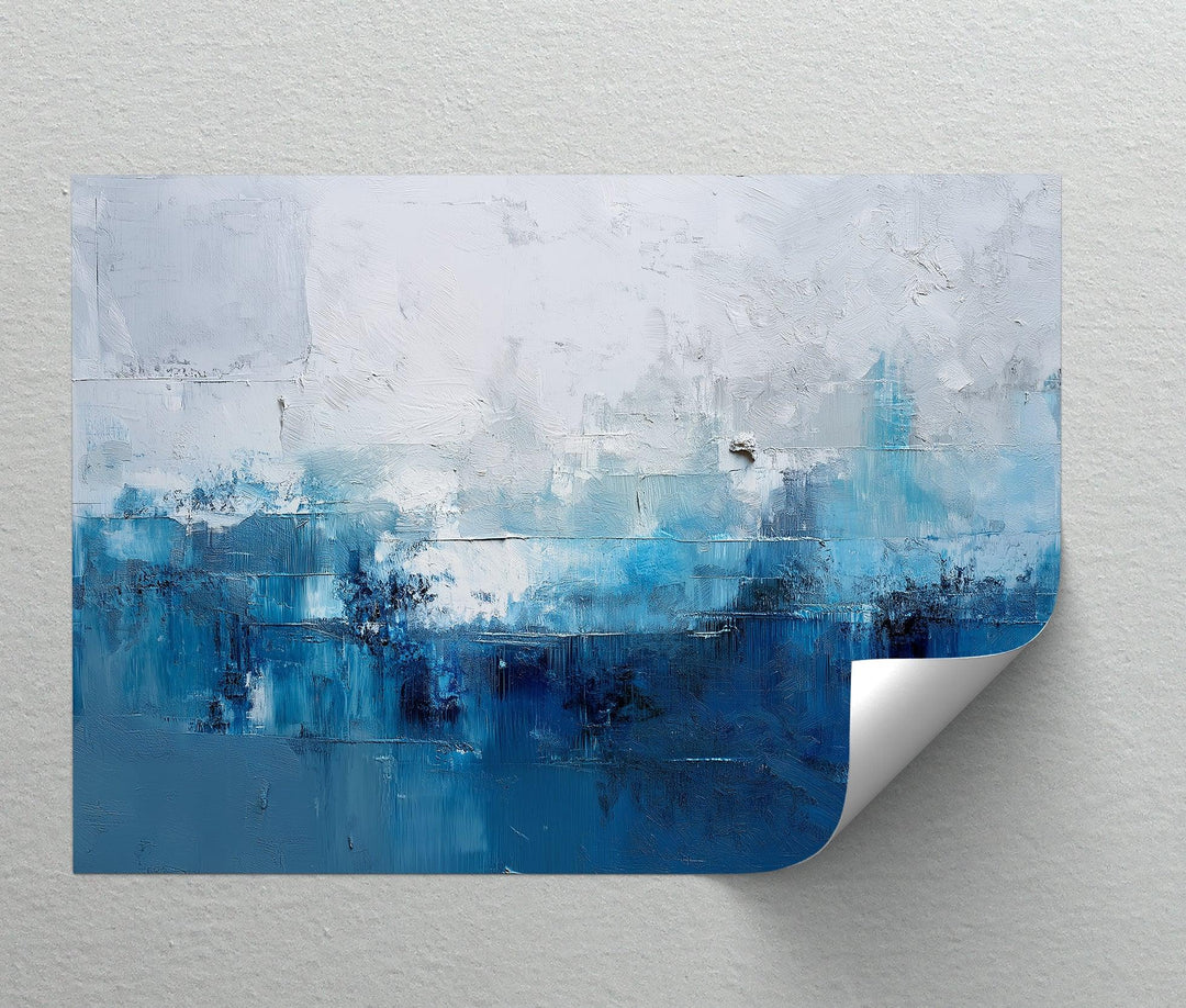 Ocean Mist Abstraction – Blue and White Textured Canvas Print - MyPhotoStation