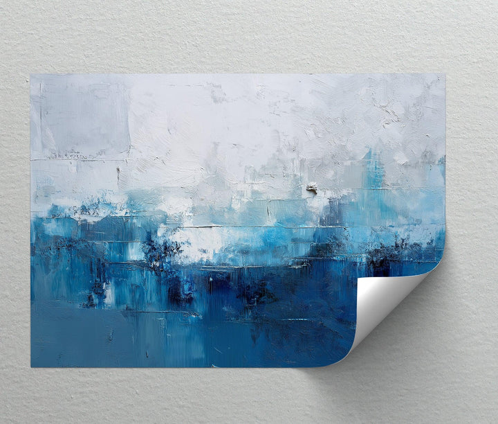 Ocean Mist Abstraction – Blue and White Textured Canvas Print - MyPhotoStation