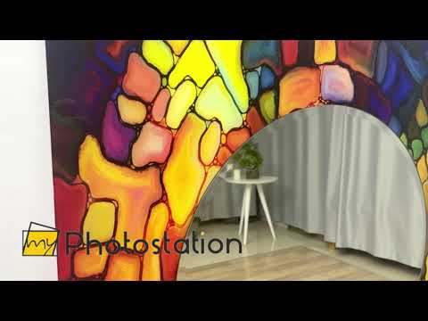 Yellow & Red Stained Wall Mirror