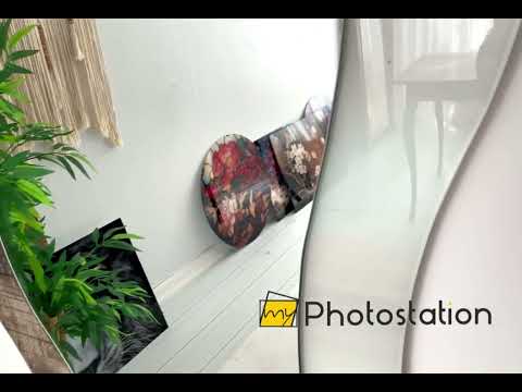 Metalic Gray Asymmetrical Long Wall Mirror