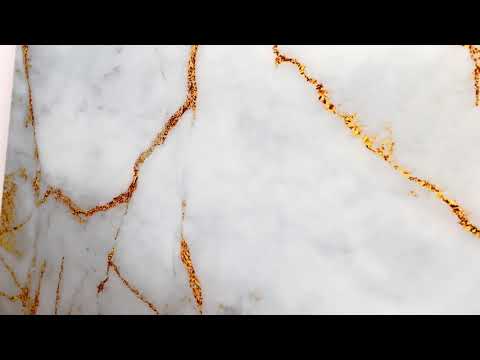 White Marble with Gold Details Glass Wall Art