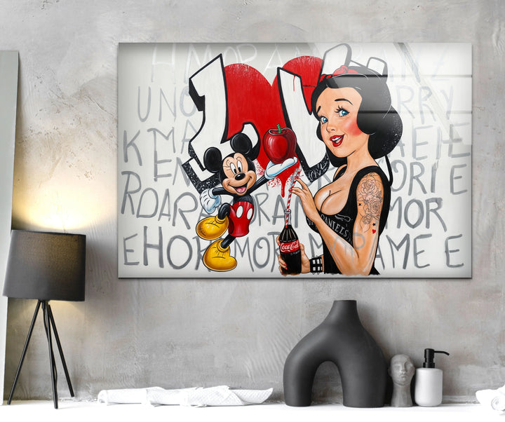 Pop Love Glass Wall Art photo print on glass, prints on glass wall art