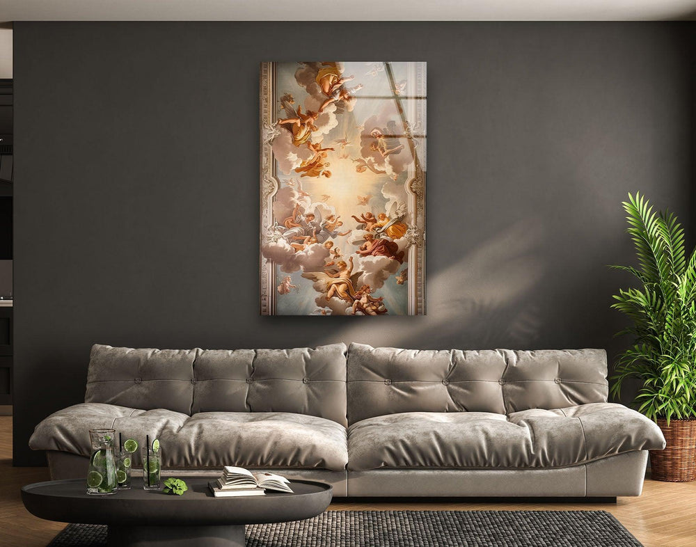 Renaissance Quadratura Painting Glass Wall Art glass art painting, glass art for the Wall