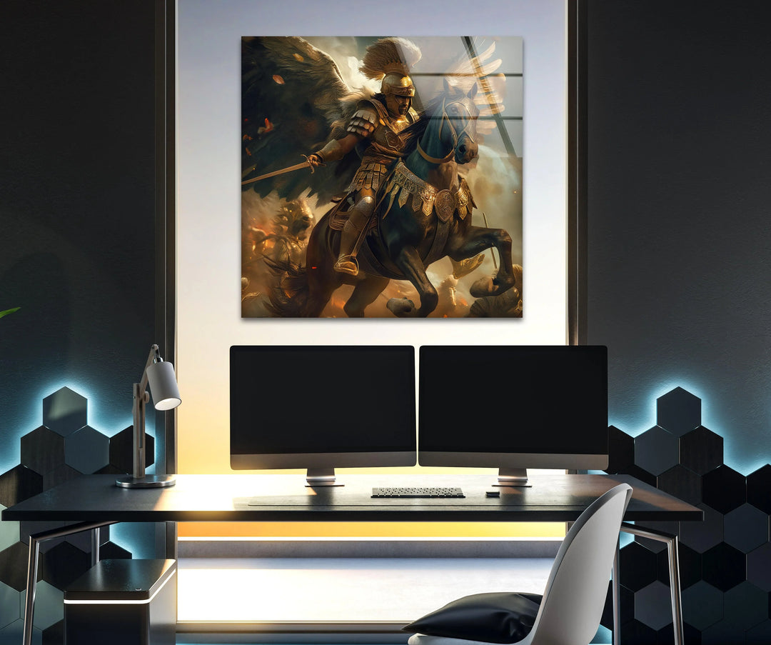 Roman Warrior Glass Wall Art custom glass pictures, glass art prints