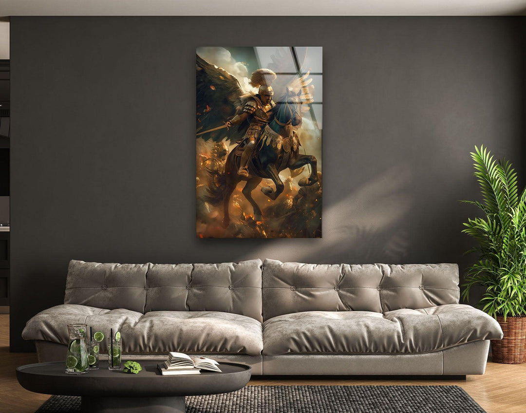 Roman Warrior Glass Wall Art photo print on glass, prints on glass wall art