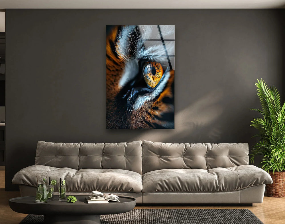 Single Tiger Eye Glass Wall Art Glass Printing Wall Art, Print photos on glass