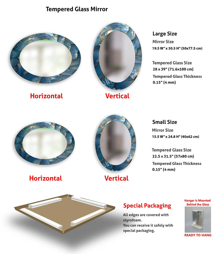 Blue Stained Oval Wall Mirror - MyPhotoStation