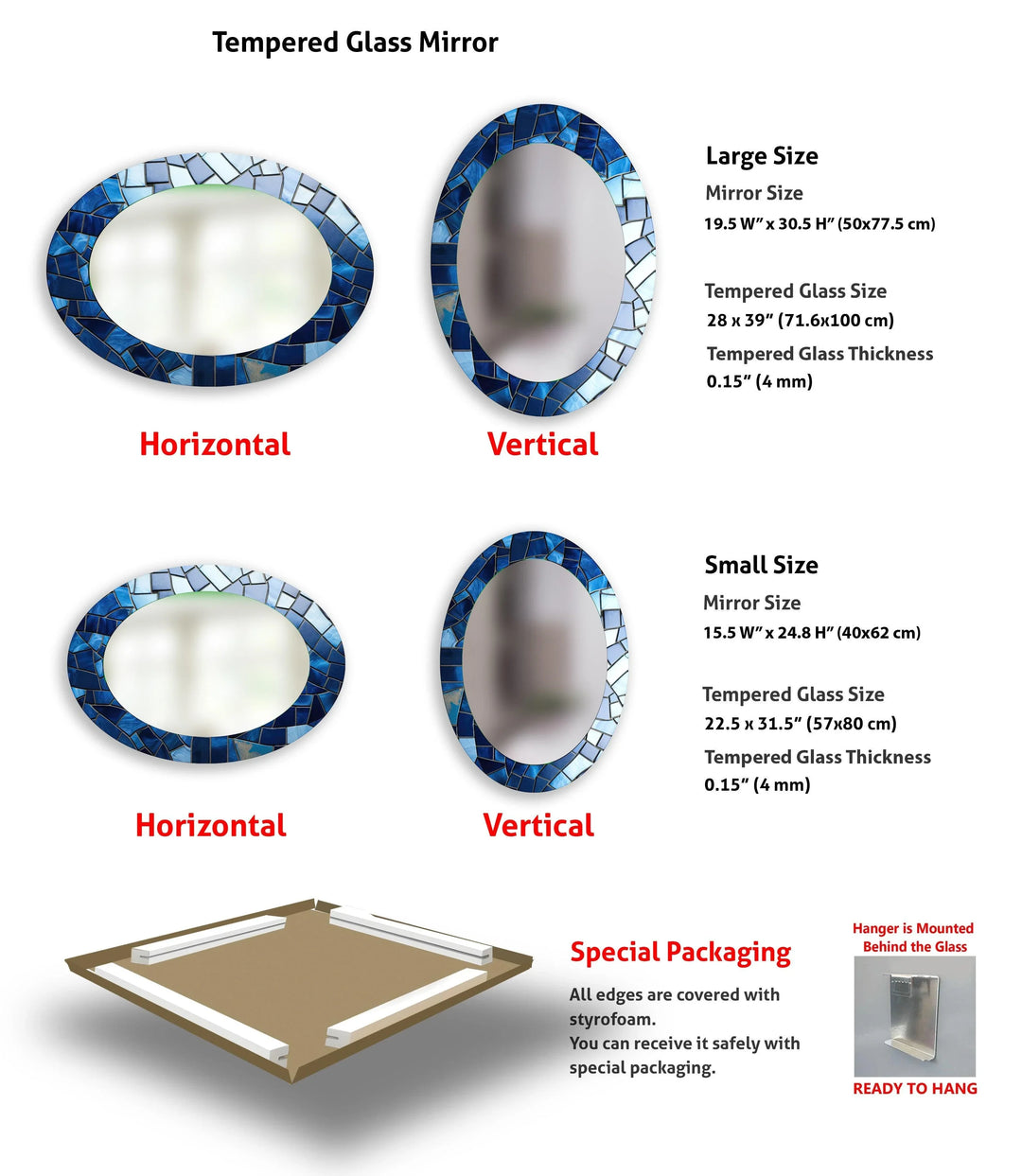 Blue Decorative Oval Wall Mirror - MyPhotoStation