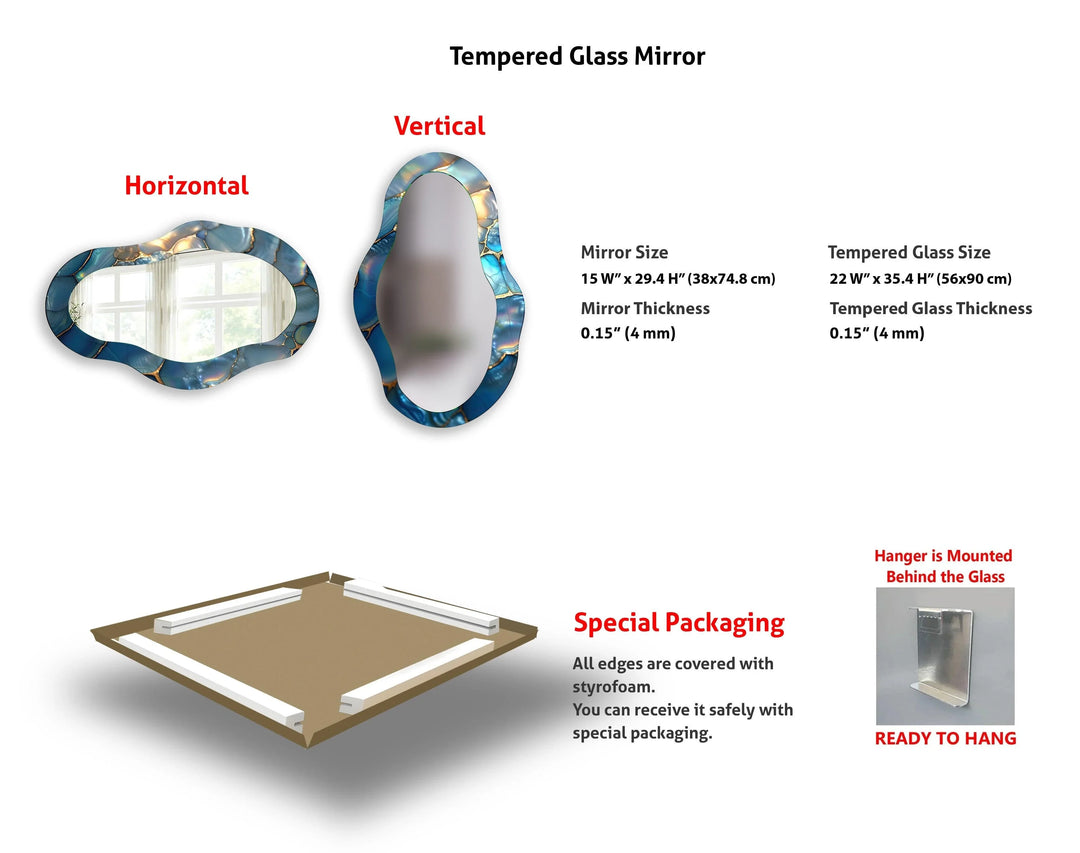 Blue Metallic Asymmetrical Wall Mirror - MyPhotoStation